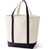 image:imageLands End Open Top Canvas Tote Bag Large Regular Handle NaturalBlack  100 Cotton Canvas Five Pockets Key Strap WaterResistant Base Stands Upright Beach Bag Travel Tote Grocery Tote
