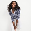 image:imageLands End Womens 34 Sleeve AmericanGrown Supima Cotton Polo ShirtDeep Sea Breton Stripe Tipped