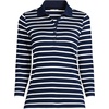 image:imageLands End Womens 34 Sleeve AmericanGrown Supima Cotton Polo ShirtDeep SeaIvory Breton Stripe