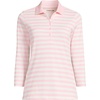 image:imageLands End Womens 34 Sleeve AmericanGrown Supima Cotton Polo ShirtSea Salt Pink Even Stripe