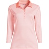image:imageLands End Womens 34 Sleeve AmericanGrown Supima Cotton Polo ShirtSunset Coral Pink Micro Stripe