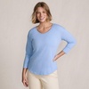 image:imageLands End Womens 34 Sleeve Lightweight Jersey UNeck TunicClear Blue Sky Thin Stripe