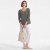 image:imageLands End Womens 34 Sleeve Lightweight Jersey UNeck TunicForest Moss Thin Stripe