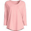 image:imageLands End Womens 34 Sleeve Lightweight Jersey UNeck TunicSunset Coral Pink Thin Stripe
