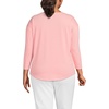 image:imageLands End Womens 34 Sleeve Lightweight Jersey UNeck TunicSunset Coral Pink Thin Stripe