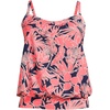 image:imageLands End Womens Blouson Tummy Hiding Tankini Top Swimsuit Adjustable StrapsWood LilyNavy Palm Foliage