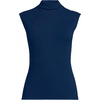 image:imageLands End Womens Cap Sleeve Drapey Rib Fitted Funnel Neck TankDeep Sea Navy