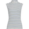 image:imageLands End Womens Cap Sleeve Drapey Rib Fitted Funnel Neck TankIvoryDeep Sea Navy Stripe