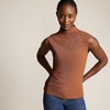 image:imageLands End Womens Cap Sleeve Drapey Rib Fitted Funnel Neck TankRich Ginger Brown