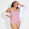 image:imageLands End Womens Chlorine Resistant Scoop Neck High Leg Tugless Tank Thin Strap One Piece Swimsuit AdjustableCoral RoseWhite Ditsy Lilies
