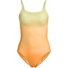 image:imageLands End Womens Chlorine Resistant Scoop Neck High Leg Tugless Tank Thin Strap One Piece Swimsuit AdjustableIcy MintOrange Ombre