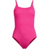 image:imageLands End Womens Chlorine Resistant Scoop Neck High Leg Tugless Tank Thin Strap One Piece Swimsuit AdjustablePrism Pink