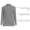 image:imageLands End Womens Cotton Mock Turtleneck  Soft Cotton Knit Rib Trim With Spandex MidHip Length Relaxed Fit Layering Petite and Plus SizesBlack Even Stripe