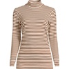 image:imageLands End Womens Cotton Mock Turtleneck  Soft Cotton Knit Rib Trim With Spandex MidHip Length Relaxed Fit Layering Petite and Plus SizesRich GingerIvory Stripe