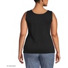 image:imageLands End Womens Cotton Tank Top  100 Cotton Interlock Wide Straps Modest Armholes Prewashed MidHip Length Layering Petite and PlusBlack