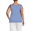 image:imageLands End Womens Cotton Tank Top  100 Cotton Interlock Wide Straps Modest Armholes Prewashed MidHip Length Layering Petite and PlusBlue Breeze Shadow Stripe