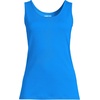image:imageLands End Womens Cotton Tank Top  100 Cotton Interlock Wide Straps Modest Armholes Prewashed MidHip Length Layering Petite and PlusBright French Blue