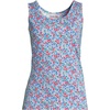 image:imageLands End Womens Cotton Tank Top  100 Cotton Interlock Wide Straps Modest Armholes Prewashed MidHip Length Layering Petite and PlusClear Blue Small Poppy Floral