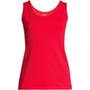 image:imageLands End Womens Cotton Tank Top  100 Cotton Interlock Wide Straps Modest Armholes Prewashed MidHip Length Layering Petite and PlusCompass Red