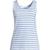 image:imageLands End Womens Cotton Tank Top  100 Cotton Interlock Wide Straps Modest Armholes Prewashed MidHip Length Layering Petite and PlusLight SeaClear Blue Stripe
