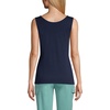 image:imageLands End Womens Cotton Tank Top  100 Cotton Interlock Wide Straps Modest Armholes Prewashed MidHip Length Layering Petite and PlusRadiant Navy