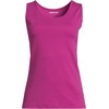 image:imageLands End Womens Cotton Tank Top  100 Cotton Interlock Wide Straps Modest Armholes Prewashed MidHip Length Layering Petite and PlusRaspberry Sorbet