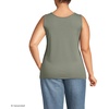 image:imageLands End Womens Cotton Tank Top  100 Cotton Interlock Wide Straps Modest Armholes Prewashed MidHip Length Layering Petite and PlusSage