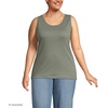 image:imageLands End Womens Cotton Tank Top  100 Cotton Interlock Wide Straps Modest Armholes Prewashed MidHip Length Layering Petite and PlusSage