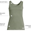 image:imageLands End Womens Cotton Tank Top  100 Cotton Interlock Wide Straps Modest Armholes Prewashed MidHip Length Layering Petite and PlusWashed MossIvory Stripes