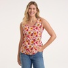 image:imageLands End Womens Cotton Tank Top  100 Cotton Interlock Wide Straps Modest Armholes Prewashed MidHip Length Layering Petite and PlusWhiteHot Pink Painted Blooms