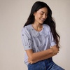 image:imageLands End Womens Easy Care Puff Sleeve Statement Collar ShirtWhiteBlue Floral Stripe