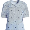 image:imageLands End Womens Easy Care Puff Sleeve Statement Collar ShirtWhiteBlue Floral Stripe