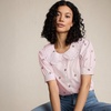 image:imageLands End Womens Easy Care Puff Sleeve Statement Collar ShirtWhiteBrown Floral Stripe