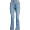 image:imageLands End Womens High Rise Denim Button Front Kick Flare Crop JeansBeau Blue