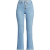 image:imageLands End Womens High Rise Denim Button Front Kick Flare Crop JeansMellow Indigo