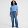 image:imageLands End Womens High Rise Flare Jeans  Stretch Denim Five Pocket Zip Fly Belt Loops Flare Leg Everyday Petite and Plus SizesIndigo Tide Blue