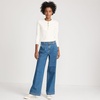 image:imageLands End Womens High Rise Soft Denim Pleated Wide Leg TrousersIndigo Tide Blue
