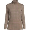 image:imageLands End Womens Jersey Knit Turtleneck  Cotton and Rayon Modal Blend Fitted SelfFabric Neck MidHip Length Layering Petite and Plus SizesChampagneBrown Plaid