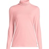 image:imageLands End Womens Jersey Knit Turtleneck  Cotton and Rayon Modal Blend Fitted SelfFabric Neck MidHip Length Layering Petite and Plus SizesSunset Coral Pink Thin Stripe