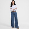 image:imageLands End Womens Lightweight Denim Mid Rise Pleated Slouchy JeansCanal Blue Wash