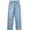 image:imageLands End Womens Petite Soft Denim Mid Rise Relaxed Straight Leg JeansEmbroidered Lake Blue Wash
