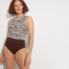 image:imageLands End Womens Racerback Midkini TopBrown Mini Tropic Leaves