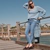 image:imageLands End Womens Recover Denim Mid Rise Slim Leg JeansBeau Blue