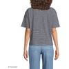 image:imageLands End Womens Short Sleeve Slub Jersey Cutwork TShirtFaded NavyIvory Latte Stripe