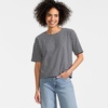 image:imageLands End Womens Short Sleeve Slub Jersey Cutwork TShirtFaded NavyIvory Latte Stripe