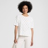 image:imageLands End Womens Short Sleeve Slub Jersey Cutwork TShirtIvory Flower Eyelet
