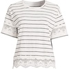 image:imageLands End Womens Short Sleeve Slub Jersey Cutwork TShirtIvoryBlack Fine Stripe