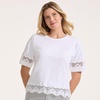 image:imageLands End Womens Short Sleeve Slub Jersey Cutwork TShirtWhite