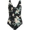 image:imageLands End Womens SlenderSuit Grecian Low Leg One Piece SwimsuitBlack Plumeria Floral