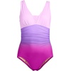 image:imageLands End Womens SlenderSuit Grecian Low Leg One Piece SwimsuitCrimson RosePurple Ombre